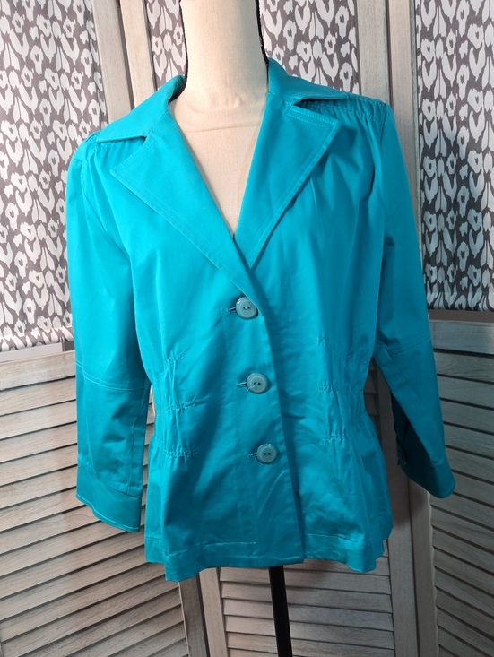 Joan Rivers Jackets & Blazers - Joan Rivers Jacket Blazer Button-Front Lightweight 3/4 Sleeve Unlined Teal